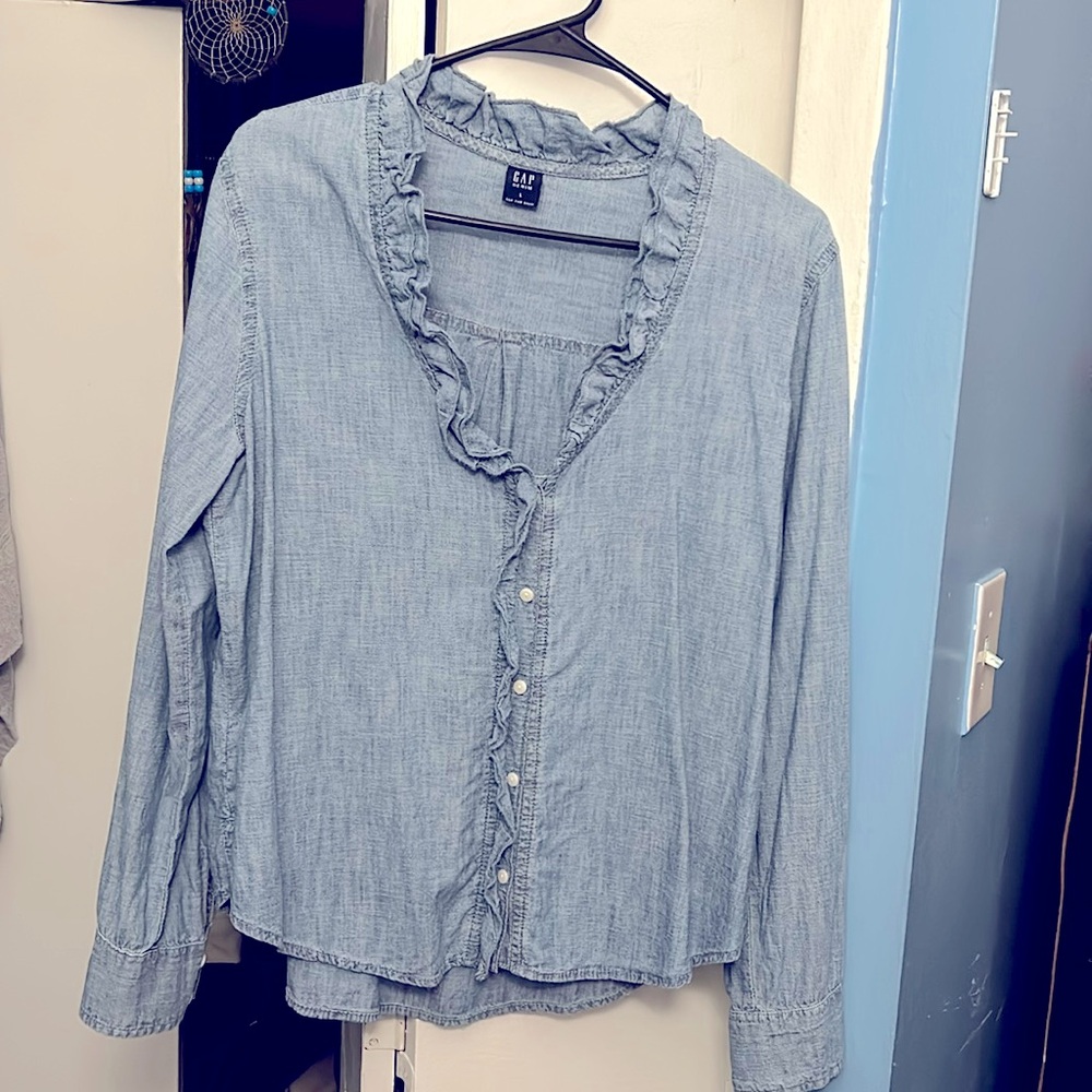 Gap- denim button down. Size Large